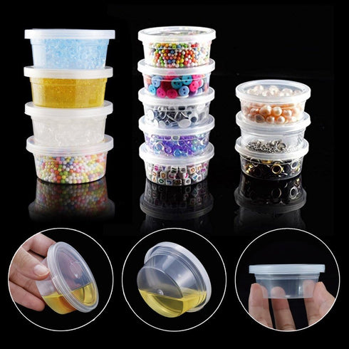 Augshy 40 Pack Small Slime Containers With Lids, Hawaiian Shaved Ice Mold Jello Shot Cups Condiment Containers Plastic Portion Cups with Lids for ...