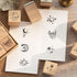 Plant Wooden Rubber Stamps Set - 16 PCS Small Vintage Flower Moon Bowtie Stamps Kit for Scrapbook,DIY Craft Card,Painting,Photo Album (Plant Rubbe...