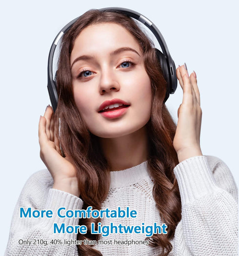 Bluetooth Headphones Over Ear, 60 Hours Playtime Foldable Headphones Wireless Bluetooth Hi-Fi Stereo Deep Bass with 6 EQ Modes, Adjustable Lightwe...