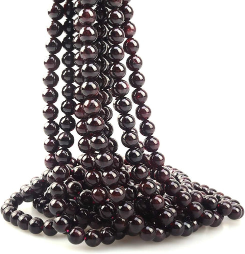 8mm Natural Garnet Stone Round Loose Stone Beads for Jewelry Making DIY Crafts Design 1 Strand 15" APPR.43-45pcs...
