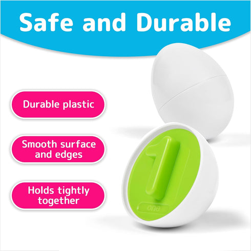 PREXTEX Find & Match Shape Matching Easter Eggs with Shapes and Numbers, Chicken Carrying Case...