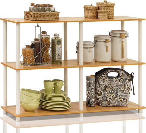 Furinno 99130BE/WH 3-Tier Double Size Storage Display Rack, Beech/White...