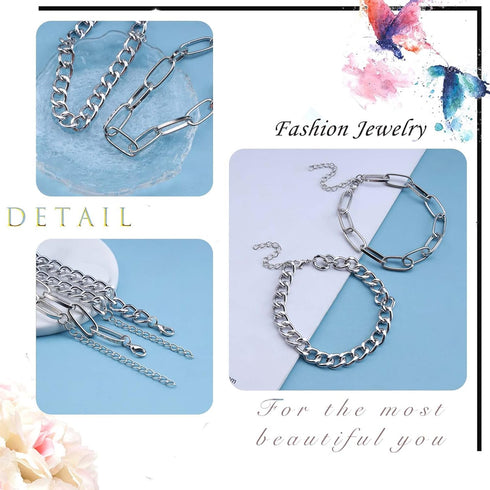 Silver Chunky Chain Ankle Bracelet Dainty Cuban Link Chain Anklet Minimalist Paperclip Chain Anklet Beach Barefoot Sandals Foot Jewelry for Women ...
