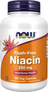 NOW Supplements, Niacin (Vitamin B-3) 250 mg, Flush-Free, Nutritional Health, 180 Veg Capsules...