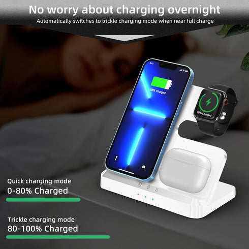 Wireless Charger,3 in 1 Wireless Charging Station for iPhone15 14 13 12 11 Pro Max/X/8,Charger Stand for Apple Watch Series 9 8 Ultra 7 6 SE 5 4 3...