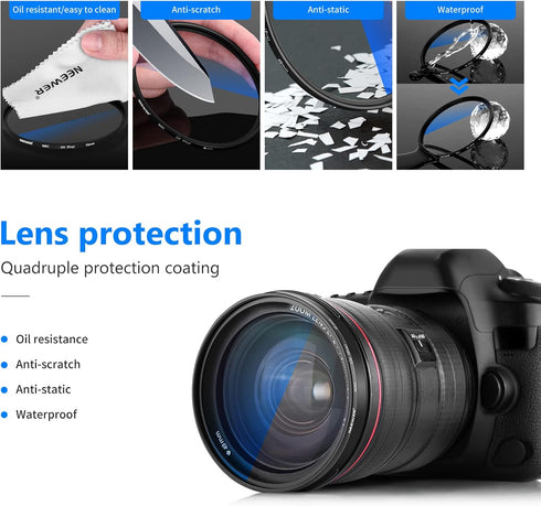 NEEWER 49mm MRC UV Protection Filter 30 Layer Multi Resistant Nano Coatings/HD Optical Glass/Water Repellent/Scratch Resistant/Aluminum Alloy Ultr...