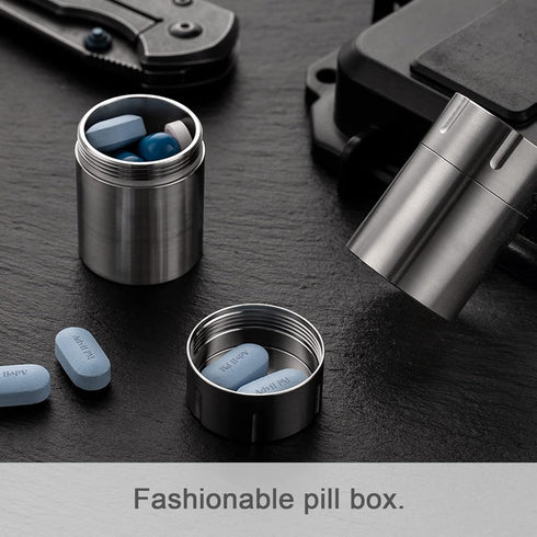 TISUR Portable Pill Cases, Metal Titanium Pill Holder Pocket Small Pill Box Keychain Waterproof Pill Bottle Medicine Organizer Case Container for ...