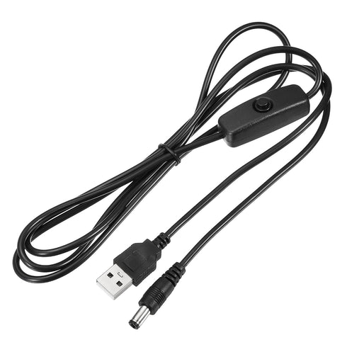 MECCANIXITY USB Cable with 501 ON/Off Switch, USB Male to DC 5.5x2.1mm Male Power Cable 150cm for Camera Hard Disk Box Black...