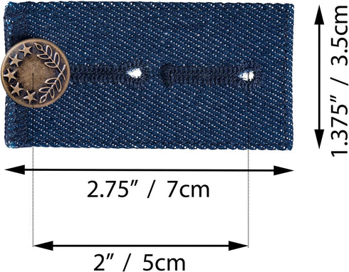 Waistband Extenders by Johnson & Smith | Button Extender for Pants | Denim Material | Pack of 5 Shades | Premium Metal Buttons | 2 Button Holes | ...