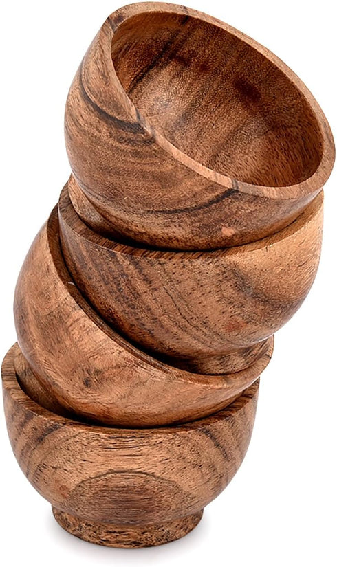 Bowl Sets Acacia Round Bowl for Condiments, Dip Sauce, Nuts, Candy and More (Set of 4), (3" x 3" x 2")...