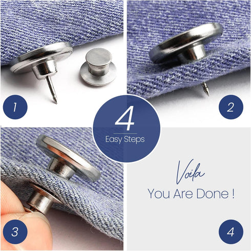 Feedee 8 Sets Jean Buttons Pins - 4 Style Button Pins for Jeans, No Sew Jean Buttons for Loose Jeans Pants Button Tightener, Adjustable Buttons fo...