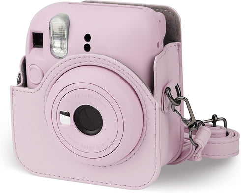 Camera Case Compatible with Fujifilm Instax Mini 12 Instant Camera with Adjustable Strap and Pocket (Pink)...