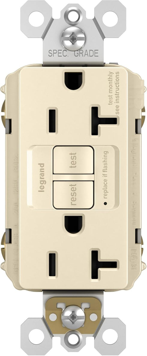 Legrand radiant 2097TRLACCD4 20 Amp GFCI Self Test Tamper Resistant Decorator Duplex Outlet, Light Almond (1 Count)......