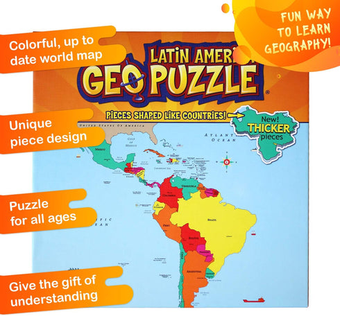 GeoToys — GeoPuzzle Latin America — Educational Kid Toys for Boys and Girls, 50 Piece Geography Jigsaw Puzzle, Jumbo Size Kids Puzzle — Ages 4 and...