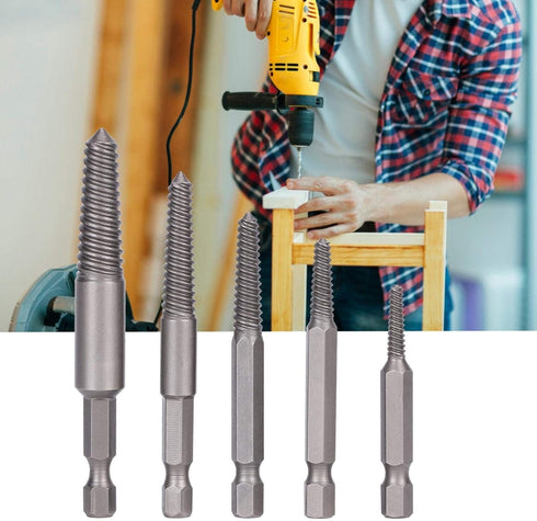 5pcs Broken Head Screw Screw Extractor Hex Handle Electric Extracting Tool Damaged Bolts Removal Tool Easy Out Kit...