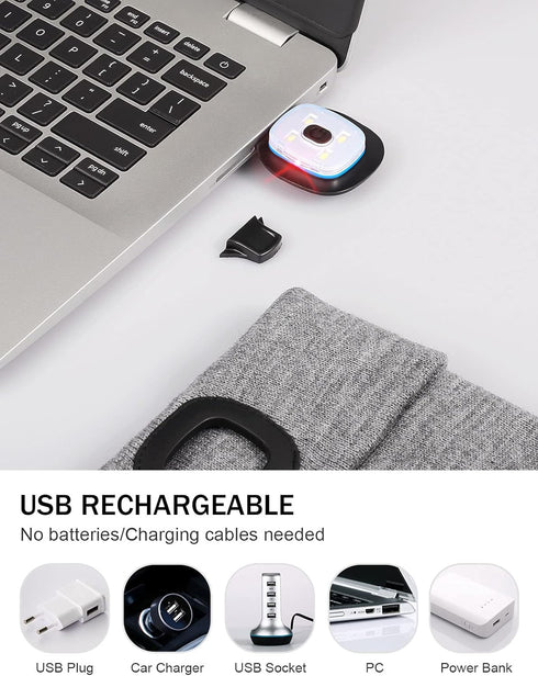 LED Beanie with Light,Unisex USB Rechargeable Hands Free 4 LED Headlamp Cap Winter Knitted Night Lighted Hat Flashlight Women Men Gifts for Dad Hi...