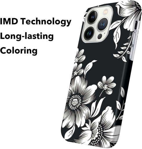 Hi Space Compatible with iPhone 15 Pro Case White Flower 6.1 inch 5G 2023, Design Flower Floral Case for iPhone 15 Pro, Raised Lips Anti-Scratch P...