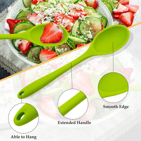 4 Pcs Silicone Spoons for Cooking, 10.6'' Large Mixing Spoon for Cooking Heat Resistant Basting Spoon Serving Spoon, Non Stick Kitchen Utensil Spo...