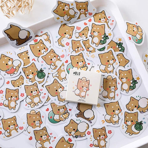 Doraking 45PCS Boxed DIY Decoration Super Cute Cartoon Lovely Shiba Inu Stickers for Laptop Planners Scrapbook Suitcase Diary Notebooks Album...