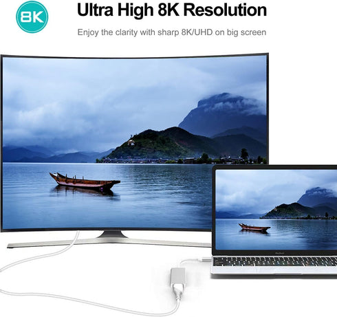 Kkf USB C to DisplayPort Adapter 8K, USB Type C to HDMI Male to Male Cable Converter Compatible with DP/HDTV Or MacBook/Chromebook,Note 8/S8/S8 Pl...