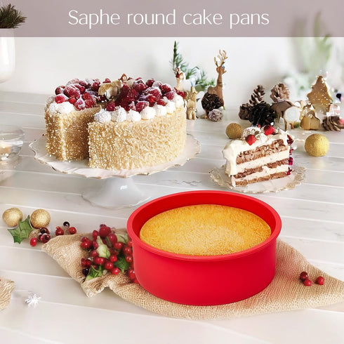 4 packs Silicone Cake Pans for Baking,Round Cake Molds for Cupcake,Cheese Cakes and Chocolate Cakes, Non-stick silicone bakeware sets BPA free(2 p...