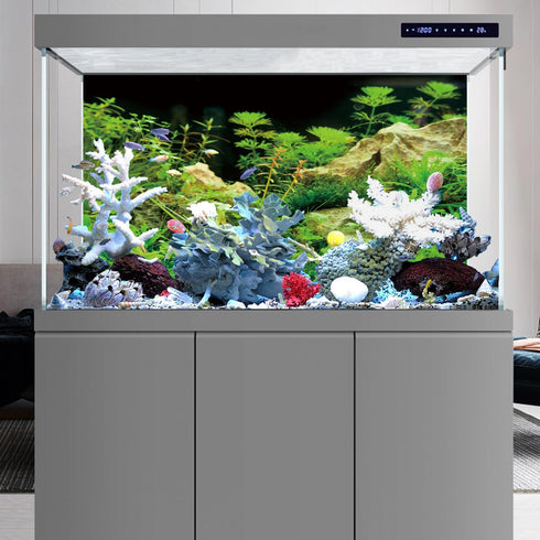 AWERT 72x24 inches Aquarium Background Seaweed Aquarium Background Aquatic Plant Stone River Bed & Lake Fish Tank Background Vinyl Background...