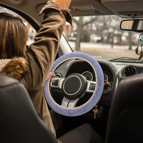 Fluffy Steering Wheel Cover for Women Girls Ladies, Accmor 15 inch Winter Warm Fuzzy Vehicle Wheel Protector, Fashion Fur Car Wheel Cover & Handbr...