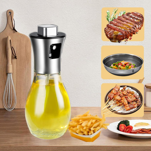 Olive Oil Sprayer For Cooking?200ml Glass Food Grade Spray Bottle?Refillable Oil Sprayer For Cooking,With Stainless Steel Funnel,Help You Control ...