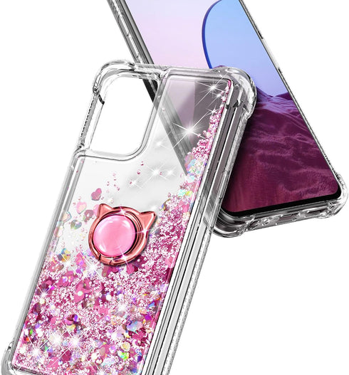 NZND Designed for T-Mobile REVVL 6 PRO 5G Phone Case, REVVL 6X PRO 5G Case, Glitter Floating Liquid Cute Case with Tempered Glass Screen Protector...
