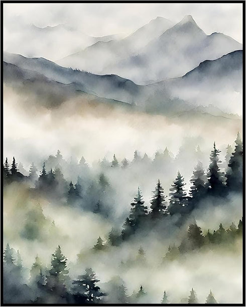 Posterizer 1 pcs- trees and jungle-nature scene style 4-Landscape & Nature Art-Floral Botanical Art- Decor for Home & Office- unframed wall art...