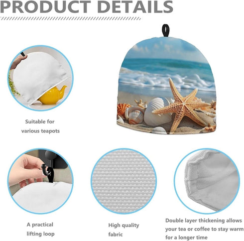 Starfish Teapot Cozy Keep Tea Warm Insulation Teapot Cozies Tea Pot Cover Kitchen Accessory for Hounsewife Gift Tea Pot Cover Dust Proof Portable ...