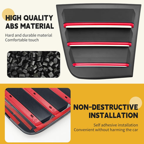 Side Blinds Car Exterior Trim Side Vents, Dodge Charger Accessories ABS Dodge Charger 2011-2023 2024 Red Line (2 Packs)......
