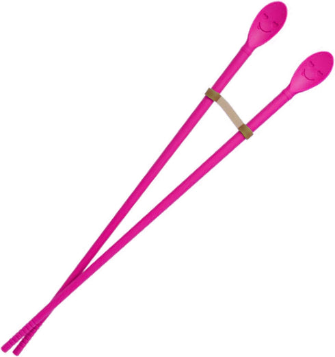 Kitchen Reusable 12 in Long Non Slip Silicone Cooking Chopstick with Spoon and Band, Stainless Steel Reinforced, Tempura, Frying, Hot Pot, Non Scr...