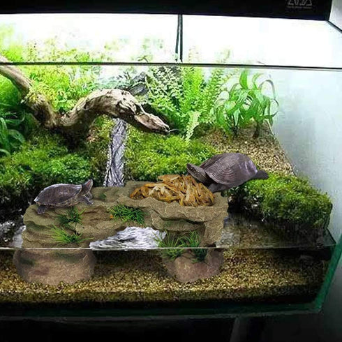 PINVNBY Turtle Basking Platform,Tortoise Resin Dock Resting Rock Reptile Habitat Ornament Hiding Cave Floating Ledge Aquarium Decoration for Beard...