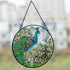 Peacock Stained Glass Suncatcher Window Wall Hanging Decor Ornament 6.5''*6.5'', Hand-Painted Sun Catcher Glass Panel Decor Art Home Garden Decor ...