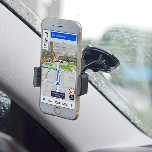 APPS2Car Suction Cup Phone Holder for Car with Adjustable Arm, Low Profile Dashboard Phone Mount Compact Windshield Window Dash Mobile Stand Compa...