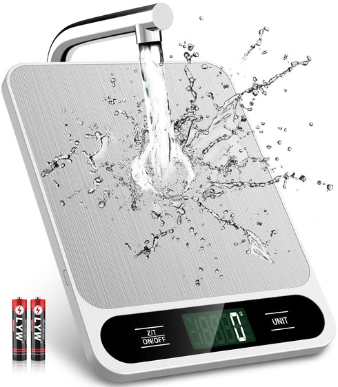 Food Scale White, 22lb/10kg Digital Kitchen Scale Grams and oz for Baking Cooking and Weight Loss, 1g/0.04oz Precise Graduation, Easy Clean Stainl...