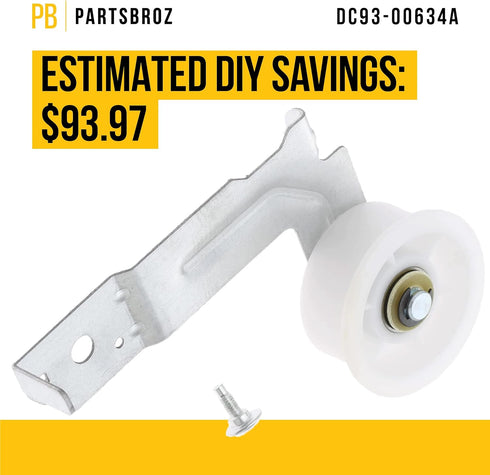DC93-00634A Samsung Dryer Idler Pulley Replacement Dv45h7000ew/a2 Dv42h5000ew/a3 Dv42h5200ew/a3 Dv210aew/xaa Dv231aew/xaa Dv330aew/xaa Dv40j3000ew/a2 Dv42h5200ef/a3 Dv42h5200ep/a3 Dv42h5200gw/a3