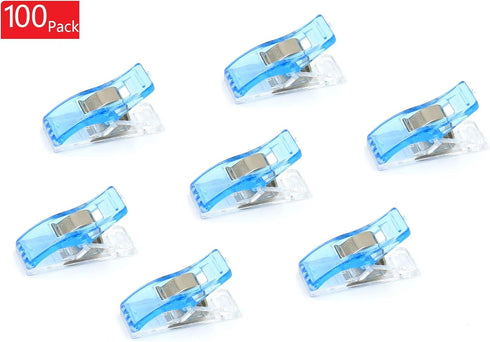 iExcell 100 Pcs Blue All Purpose Craft Clips - Best for Sewing, Quilting, Crafters, Crochet, Knitting...
