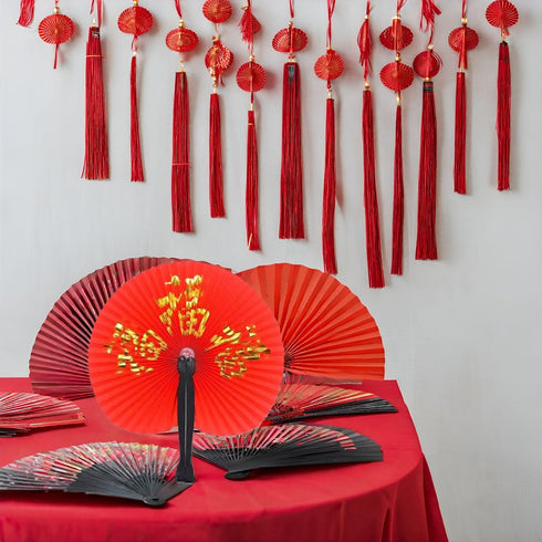 20 Pieces Folding Paper Hand Fans Handheld,Chinese New Year Decorations Chinese Fans Asian Oriental Japanese Foldable Fans for Festival Wedding Pa...