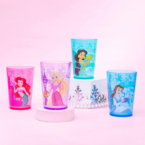 Zak Designs 14.5oz Disney Princess Nesting Tumbler Set Includes Durable Plastic Cups, Fun Drinkware is Perfect for Kids, 4pk ( Belle & Jasmine & A...