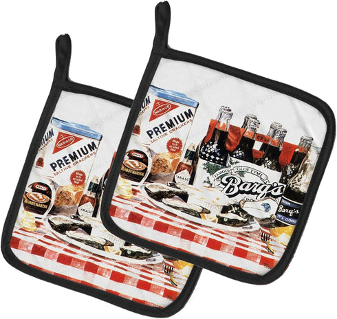 Caroline's Treasures 1004PTHD Barq's Oysters Pair of Pot Holders Kitchen Heat Resistant Pot Holders Sets Oven Hot Pads for Cooking Baking BBQ, 7 1...