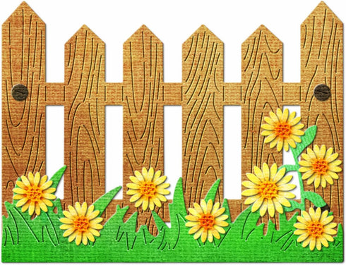 Daisy Flower Wood Fence Metal Cutting Dies for Card Making, Paper Embossing Die Cuts Kit Templates, Storage Pockets Supplies, Photo Frame Album DI...