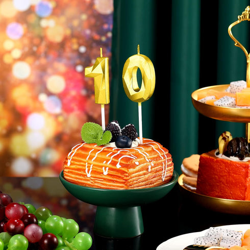 10th Birthday Candles Cake Numeral Candles Happy Birthday Cake Candles Topper Decoration 3D Number Candles Cupcake Topper for Birthday Wedding Ann...