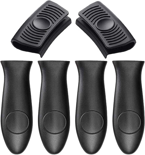 6Pcs Silicone Pot Pan Handle Sleeve, Cast Iron Pot Pan Handle Covers, Dishwasher Safe Heat Resistant Hot Handle Holder 4 Pcs Sleeves 2 Pcs Handle ...