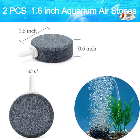 15 Feet Airline Tubing Standard Aquarium Air Pump Accessories with Air Stone Disc, Check Valves, Suction Cups and Connectors for Nano Air Pumps Sm...