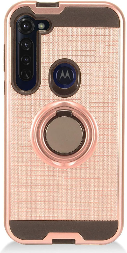 for Motorola Moto G Stylus XT2043, Moto G Power XT2041 (2020 Version) - Hybrid Phone Case w/Ring Stand - RS2 Rosegold...