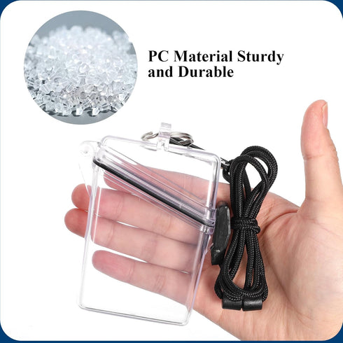 3 Pack Waterproof ID Badge Holder Case Clear Vertical ID Card Holder with Lanyard Carabiner and Keychain Durable Locker Dry Box...