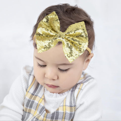 Song Qing Baby Infant Girls Hair Band Sequined Bow Headband Turban Knot Hair Headwear Gold...