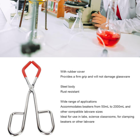 Labs Beaker Tongs Rubber Coated Chemical Tool 50mL2000mL Beakers Made of Steel with rubber sleeves...